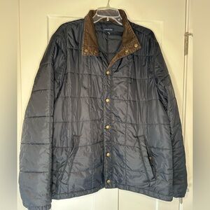 Lands' End Men’s XL 46-48 Quilted Jacket with Corduroy Collar Black